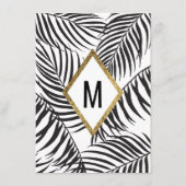 Zwarte palmboom aan gouden rand Moderne bruiloft Menu (Achterkant)