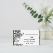 Zwarte palmboom fronds gouden rand moderne bruilof plaatskaartje (Staand voorkant)