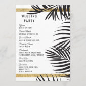 Zwarte palmboom fronds gouden rand moderne bruilof programmakaart (Achterkant)