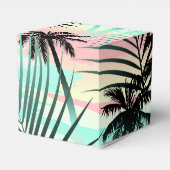 Zwarte palmen bij zonsondergang bedankdoosjes (Achterkant)