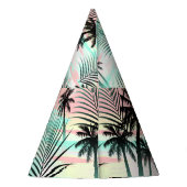 Zwarte palmen bij zonsondergang feesthoedjes (Achterkant)