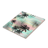 Zwarte palmen bij zonsondergang tegeltje (Zijkant)