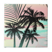 Zwarte palmen bij zonsondergang tegeltje (Voorkant)