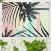 Zwarte palmen bij zonsondergang theedoek (Gevouwen)