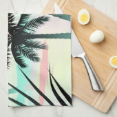 Zwarte palmen bij zonsondergang theedoek (Quarter Fold)