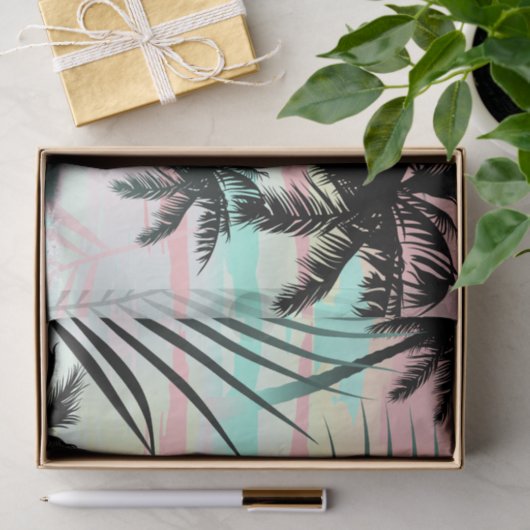 Zwarte palmen bij zonsondergang tissuepapier (Geschenk)