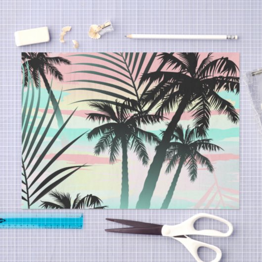 Zwarte palmen bij zonsondergang tissuepapier (Craft)