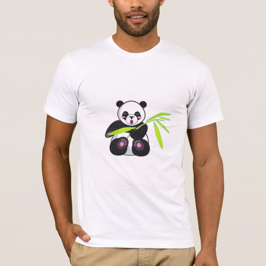 Zwarte panda met gras T-shirt – Schattige Wildlife (Voorkant)
