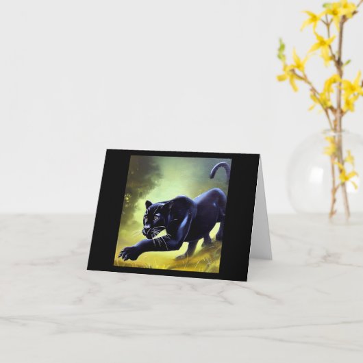 Zwarte panter (11) Wilde kat Kaart (Gele Bloem)