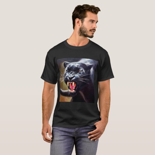 Zwarte panter (12) Wilde kat T-shirt (Voorkant volledig)