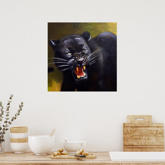 Zwarte panter (13) Wilde kat Poster (Keuken)