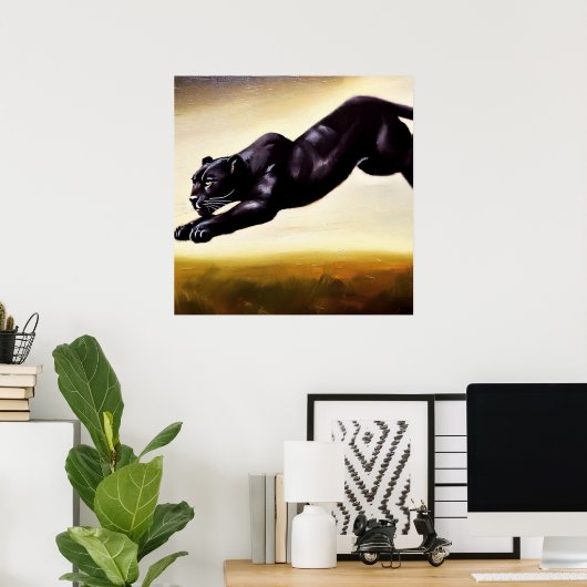 Zwarte panter (1) Wilde kat Poster (Thuiskantoor)