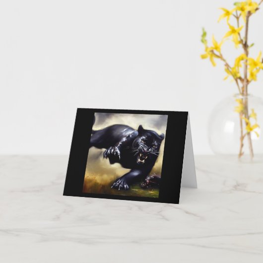 Zwarte panter (2) Wilde kat Kaart (Gele Bloem)
