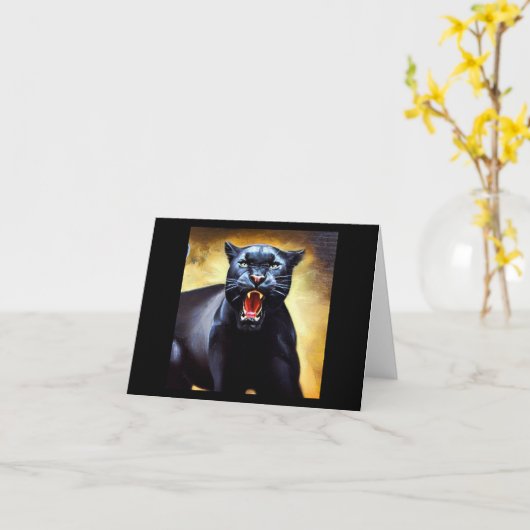 Zwarte panter (3) Wilde kat Kaart (Gele Bloem)