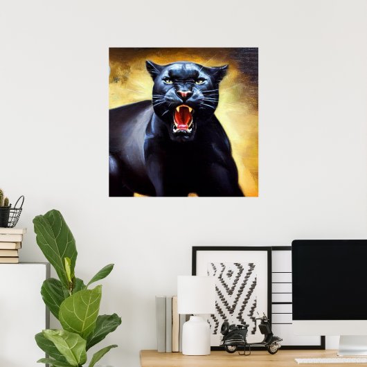 Zwarte panter (3) Wilde kat Poster (Thuiskantoor)