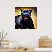 Zwarte panter (3) Wilde kat Poster (Keuken)