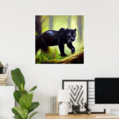 Zwarte panter (4) Wilde kat Poster (Thuiskantoor)
