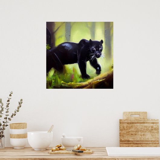 Zwarte panter (4) Wilde kat Poster (Keuken)