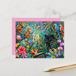 Zwarte Panter Afrika Opgewekte Collage Stijl Jungl Briefkaart
