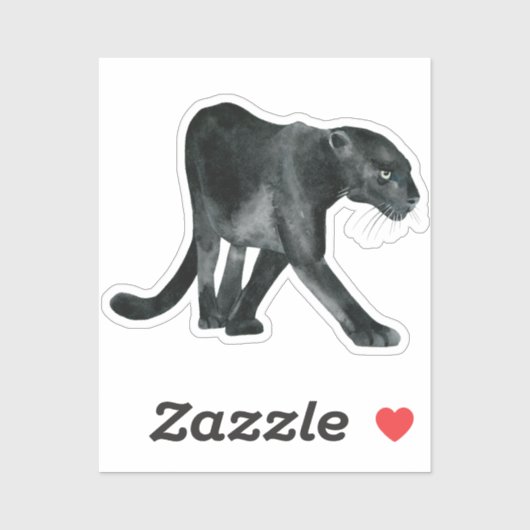 Zwarte Panter Aquarel Sticker (Vel)
