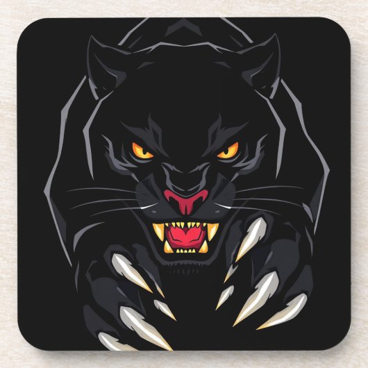Zwarte panter bier onderzetter (Voorkant)