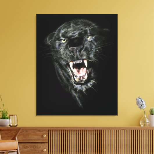 Zwarte panter canvas afdruk (Insitu (Woonkamer))
