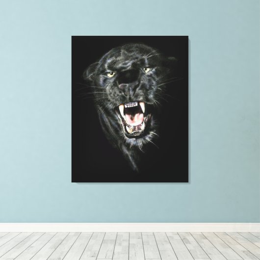 Zwarte panter canvas afdruk (Insitu (Houten vloer))