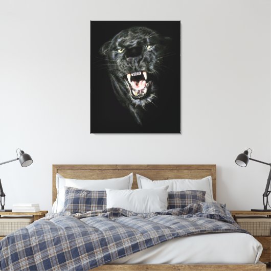 Zwarte panter canvas afdruk (Insitu (Slaapkamer))