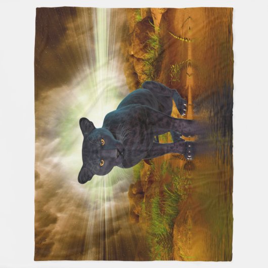 Zwarte panter fleece deken (Voorkant)