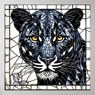 Zwarte Panter glas in lood Poster