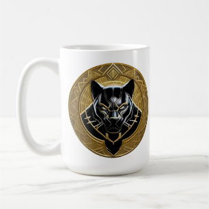 Zwarte Panter Icoon Met Gouden Geometrische Achter Koffiemok