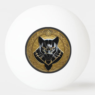 Zwarte Panter Icoon Met Gouden Geometrische Achter Pingpongbal