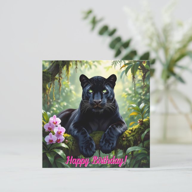 Zwarte panter in de jungle (Staand voorkant)