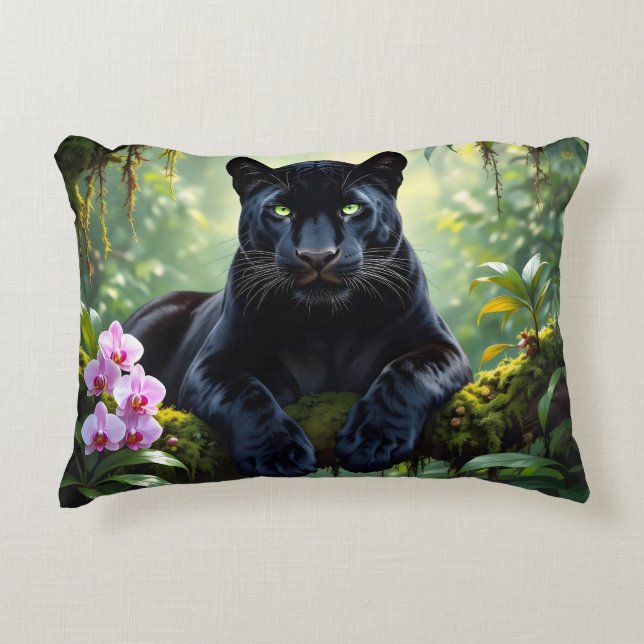 Zwarte panter in de jungle accent kussen (Voorkant)