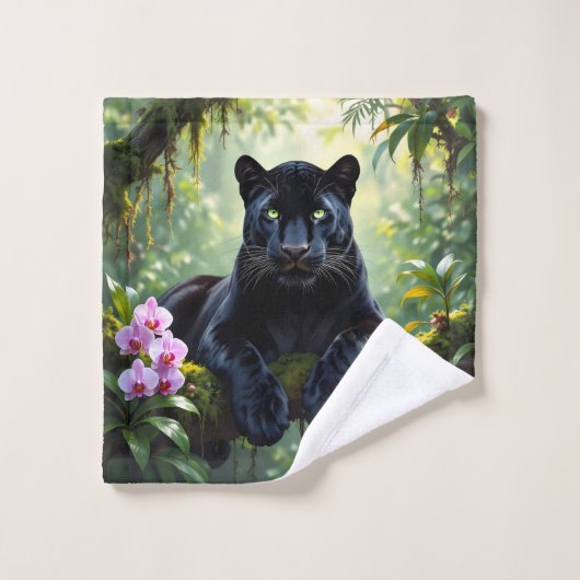 Zwarte Panter in de Jungle Bad Handdoek (Wasdoekje)