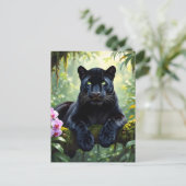 Zwarte panter in de jungle briefkaart (Staand voorkant)