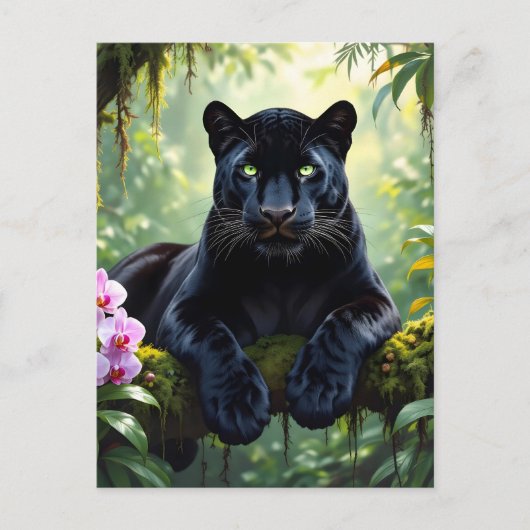 Zwarte panter in de jungle briefkaart (Voorkant)