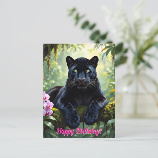 Zwarte panter in de jungle briefkaart (Staand voorkant)
