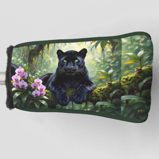Zwarte panter in de jungle golfheadcover (Voorkant)