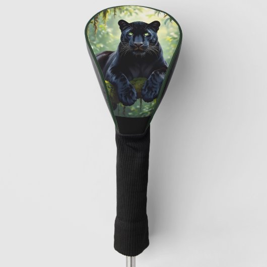 Zwarte panter in de jungle golfheadcover (Voorkant)