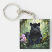 Zwarte Panter in de Jungle Sleutelhanger (Voorkant)
