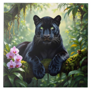 Zwarte Panter in de Jungle Tegeltje