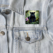 Zwarte Panter in de Jungle Vierkante Button 5,1 Cm (In situ)