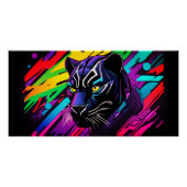 Zwarte panter in graffiti-stijl perfect poster (Voorkant)