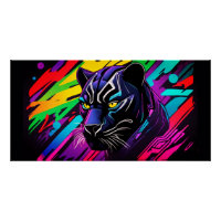 Zwarte panter in graffiti-stijl