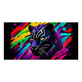 Zwarte panter in graffiti-stijl perfect poster