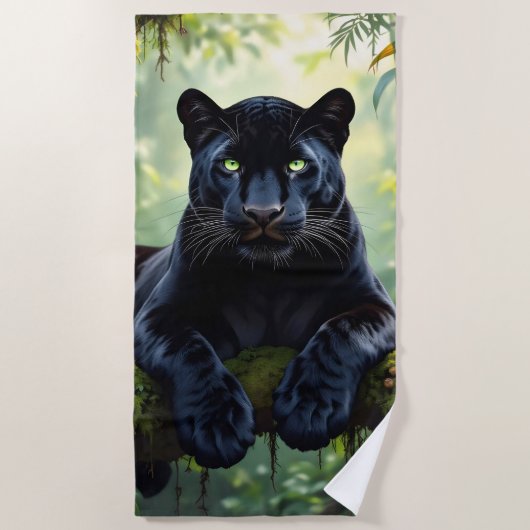 Zwarte panter in het Oerwoud Strandlaken (Voorkant)