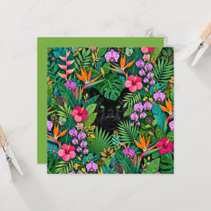 Zwarte Panter Jungle Bloemen & Tropisch Lofwerk Kaart