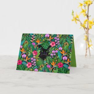 Zwarte Panter Jungle Bloemen & Tropisch Lofwerk Kaart