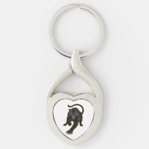 Zwarte Panter Kat Design stijlvol Sleutelhanger